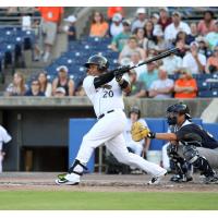 Audry Perez of the Norfolk Tides at the Plate