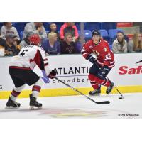 Johnstown Tomahawks Forward Filips Buncis Carries the Puck up the Ice against the New Jersey Titans
