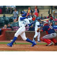 Seuly Matias with a big swing for the Lexington Legends