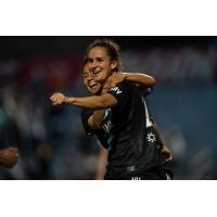 NJ/NY Gotham FC forward Evelyne Viens celebrates the game-winning goal