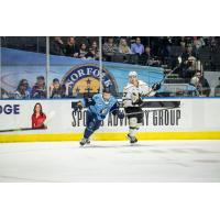 Norfolk Admirals' Gueorgui Feduolov and Wheeling Nailers' Chris Ortiz in action
